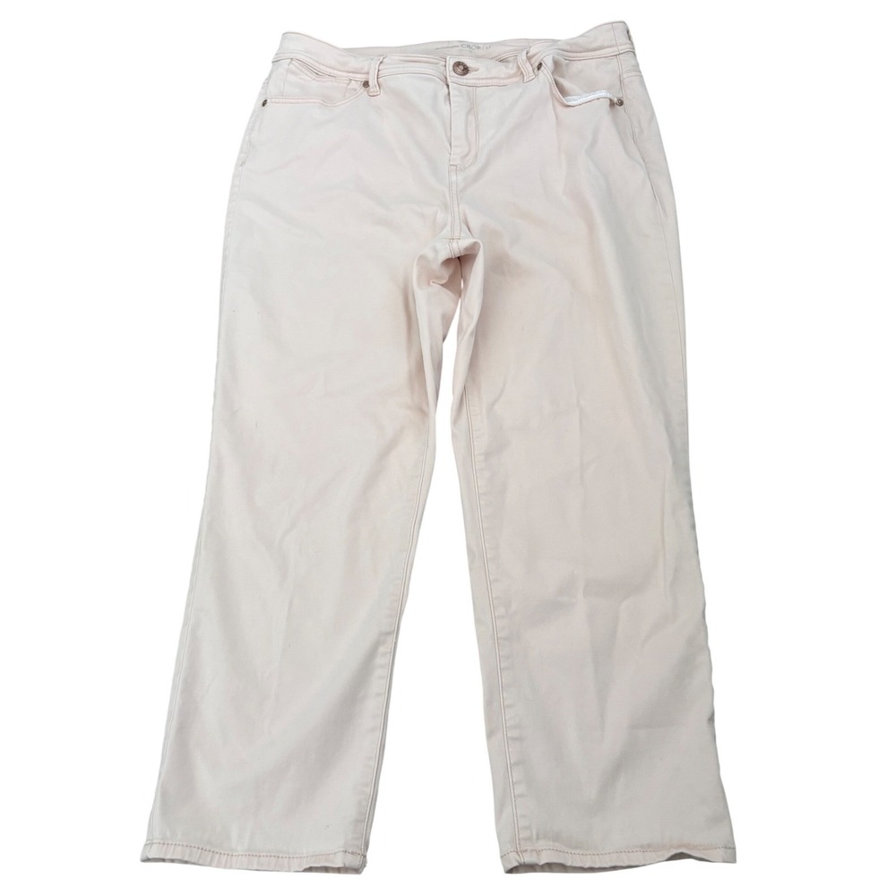 Chicos Platinum Crop Pants Pale Pink Blush Sz 1.5 Cotton Blend Stretch‎ 5-Pocket